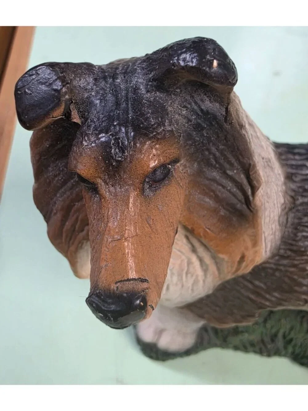 Vintage Rough Collie Dog Wax Candle Hand Painted Textured 4.5